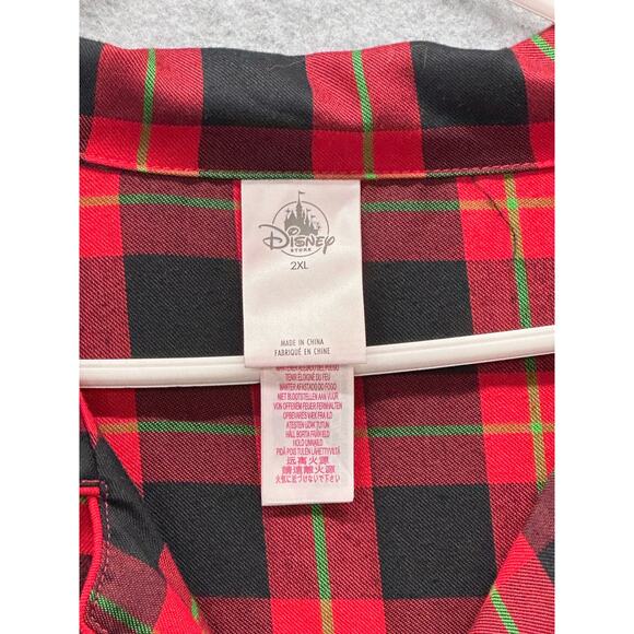 Disney Store Mickey Mouse Pajama top Womens Size 2XL Plaid Flannel Santa - Picture 4 of 6